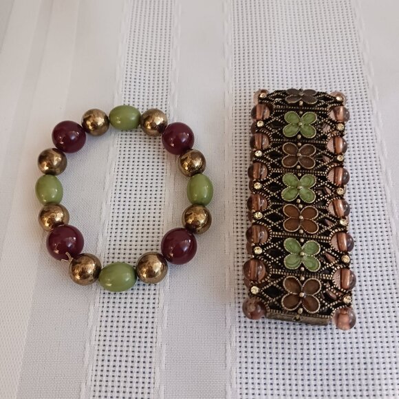 Brown & Green Stretch Bracelet Set - Picture 9 of 10